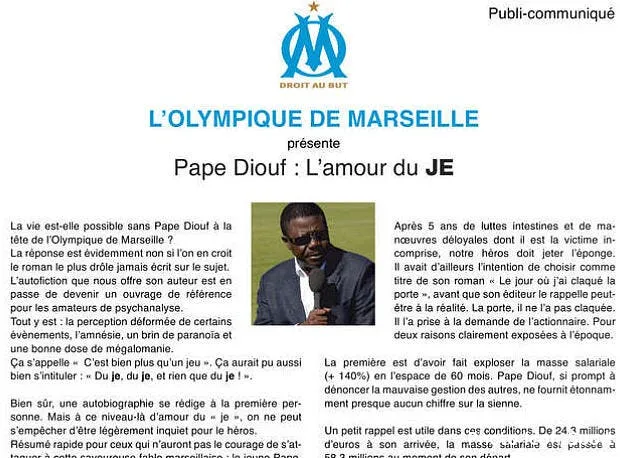 incroyable l om achete une page de pub pour repondre a pape diouf capture d e cran 2013 03 10 a 08 16 1951899