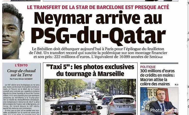 psg la une de la provence sur naymar ecoeure pierre menes capture d e cran 2017 08 03 a 14 24 13188359
