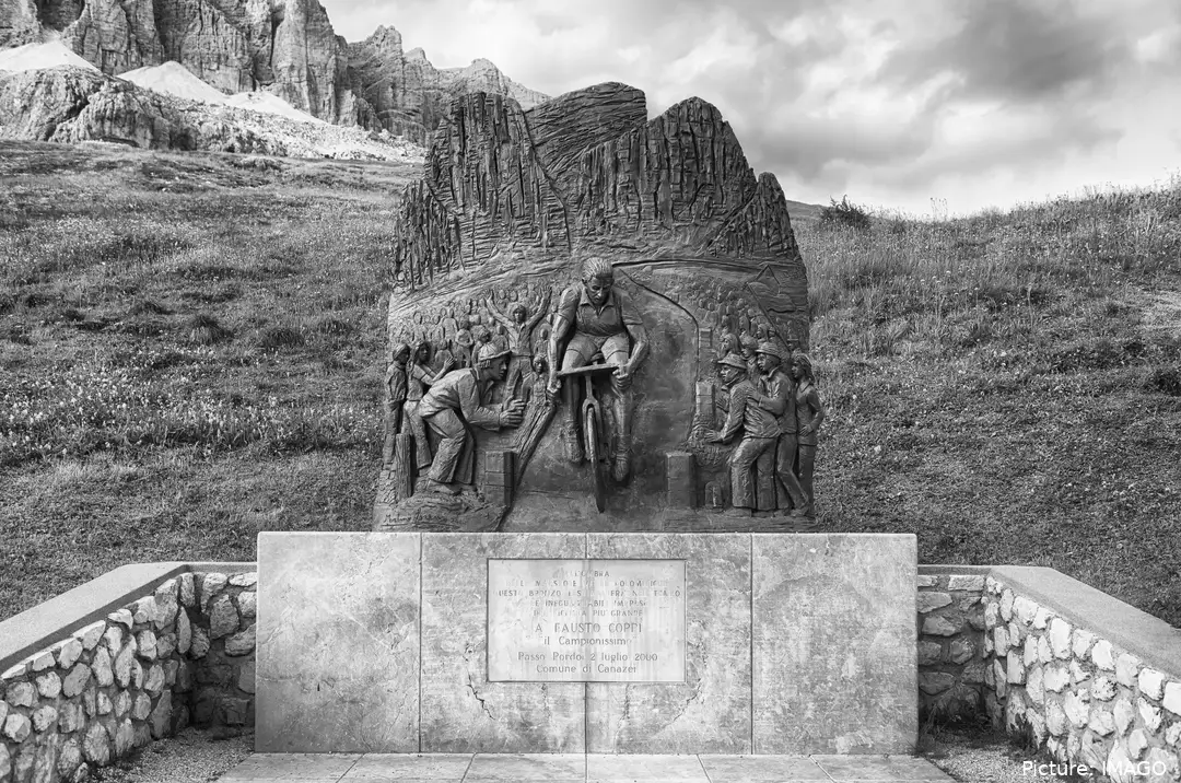 Obra de arte que muestra a Fausto Coppi