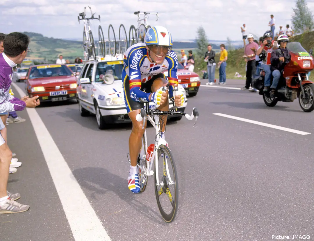 Miguel Induráin, in the Luxembourg time trial during the 1992 Tour de France. Imago
