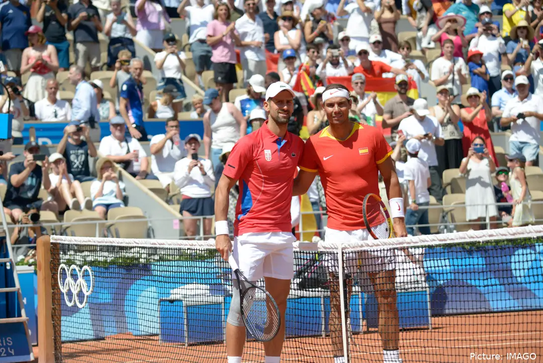 Novak Djokovic y Rafael Nadal en los Juegos Olímpicos de 2024.