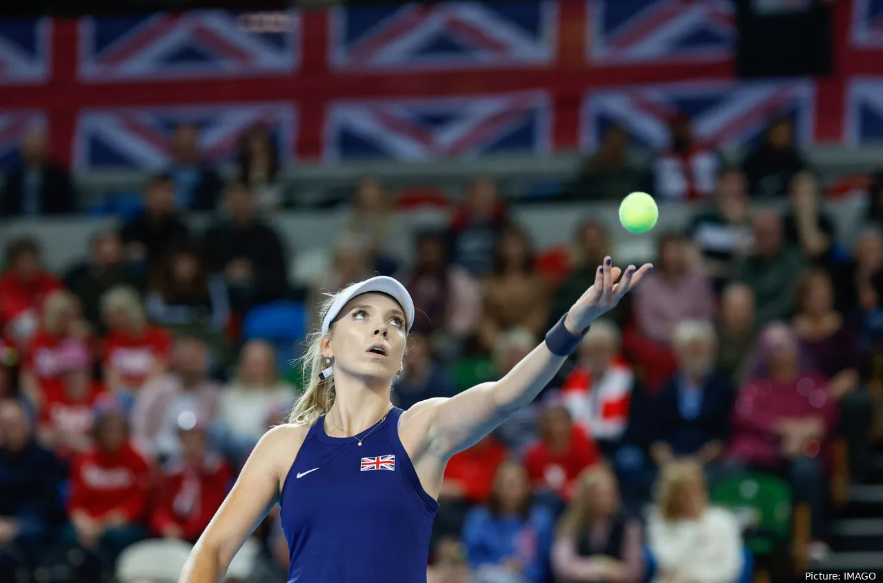 Katie Boulter (pictured) hails from closeby in Leicester and will begin her title defence against Harriet Dart.