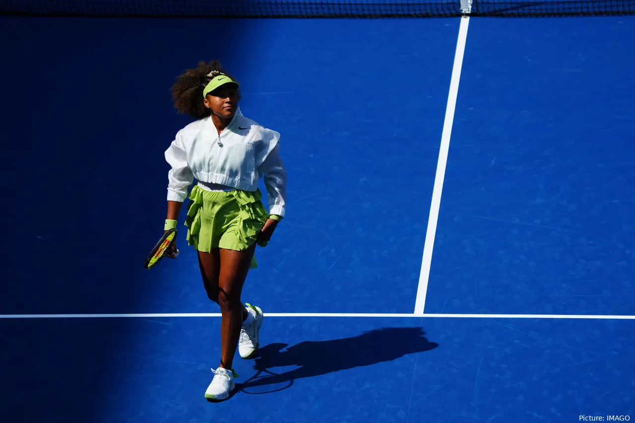 Naomi Osaka in action in her incredible US Open outfit.