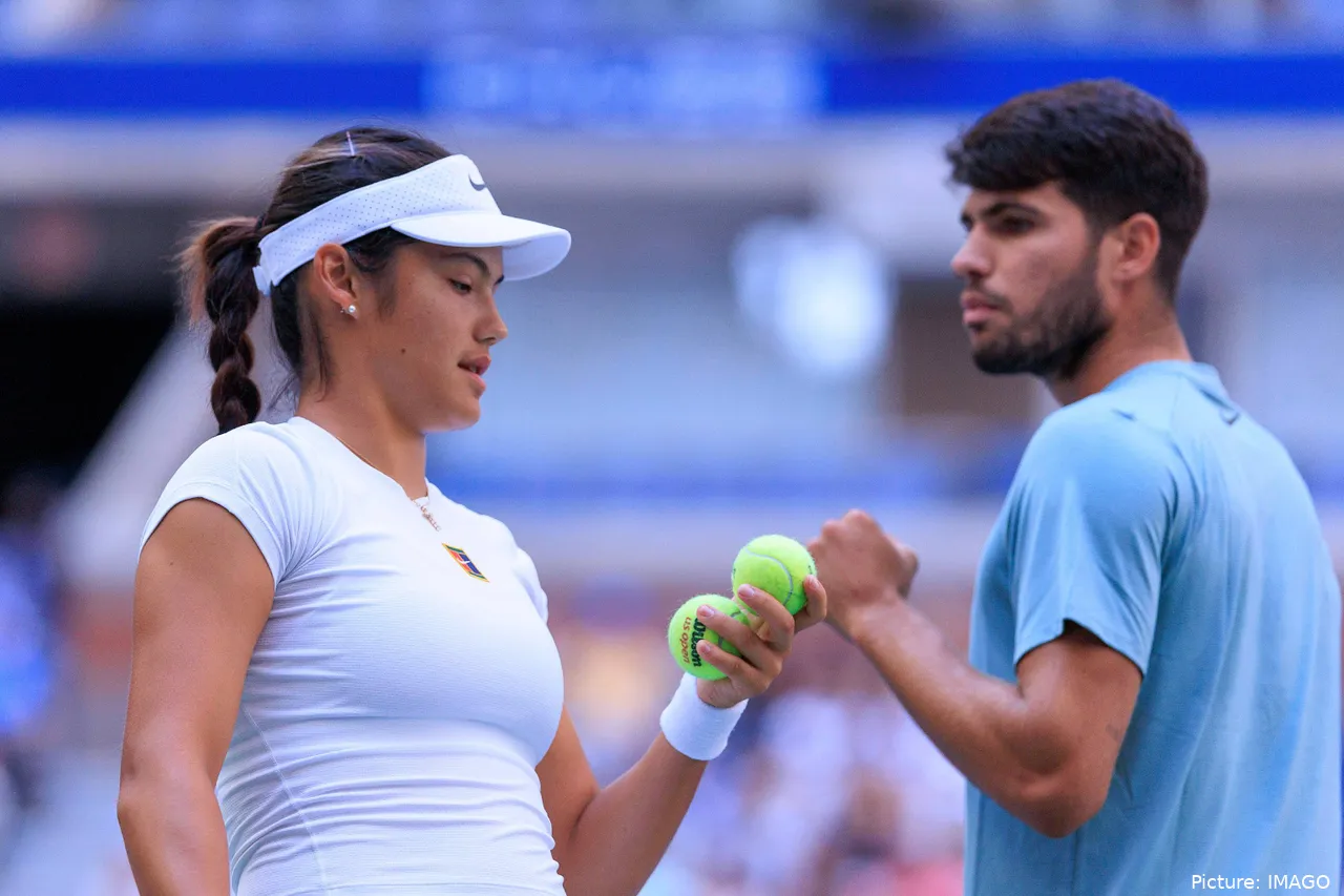 Emma Raducanu und Carlos Alcaraz beim Mixed-Doppel-Ereignis der US Open