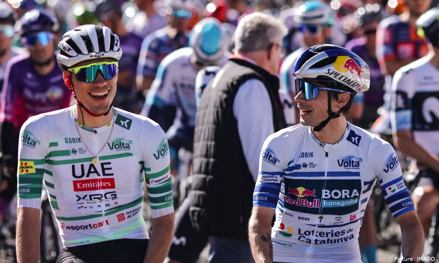 Ayuso y Roglic en Barcelona en la Volta