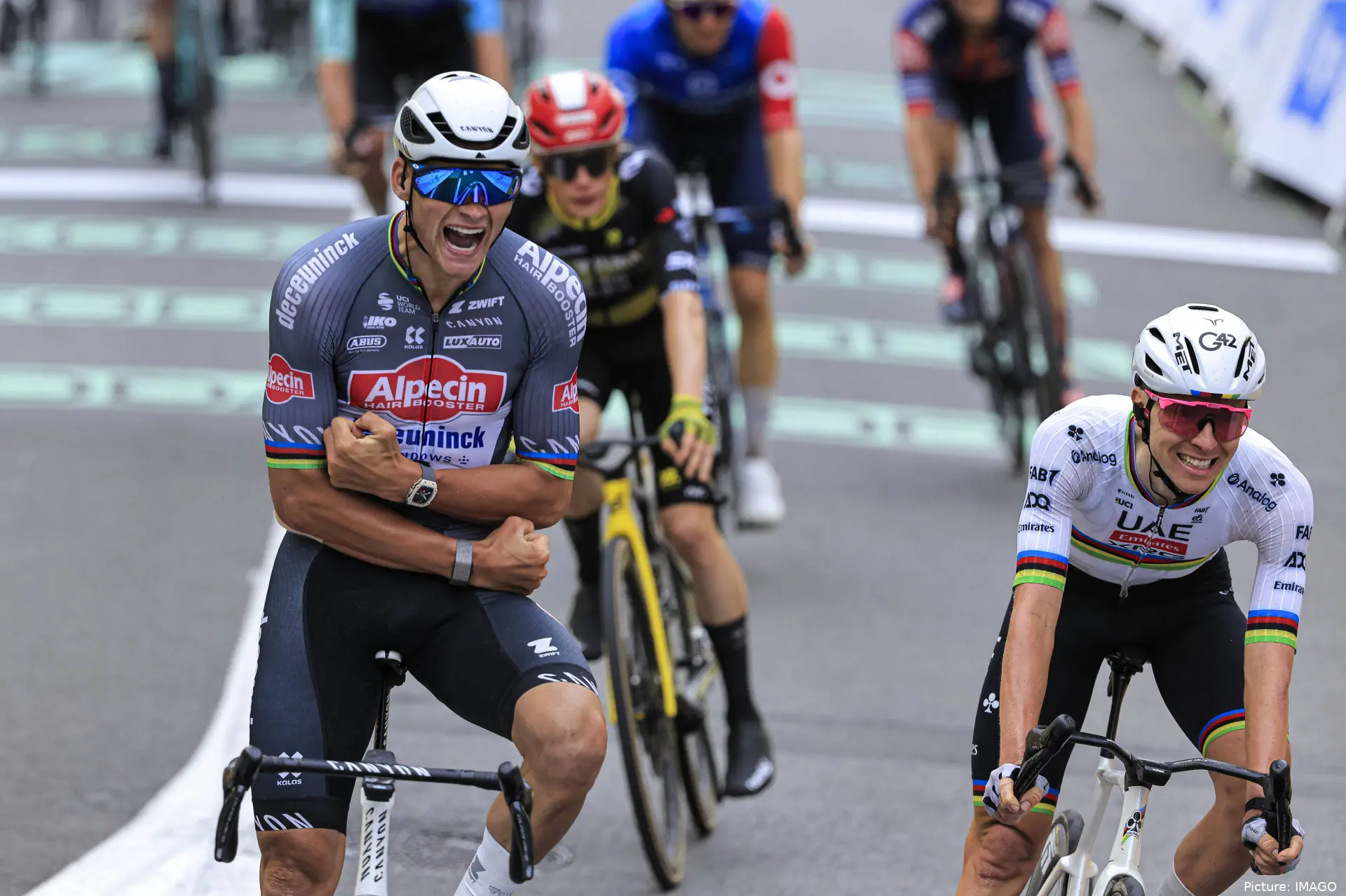 Mathieu van der Poel, celebrando una victoria en el TRour de Francia 2025&nbsp;