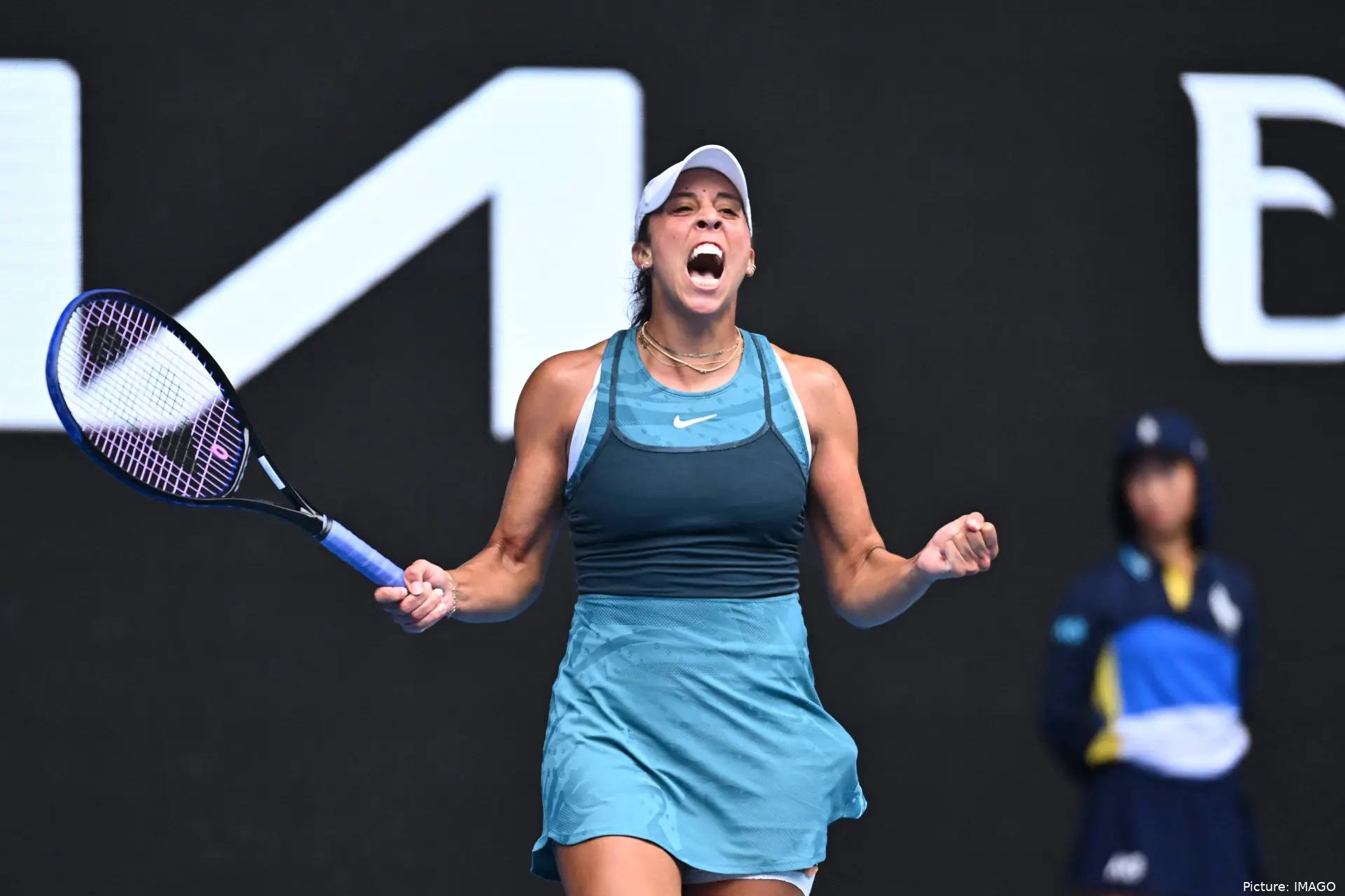 Madison Keys screams it out after a victory