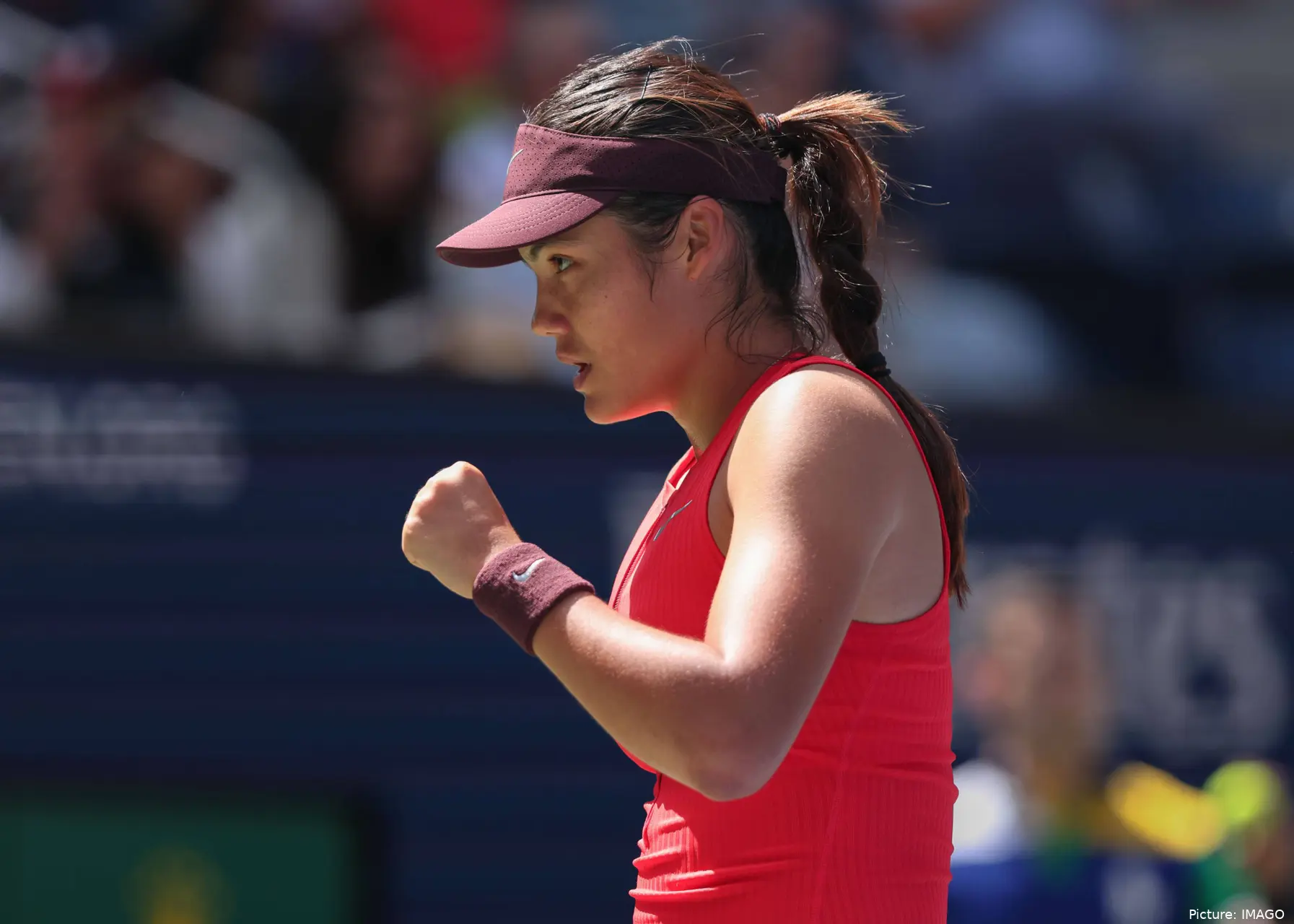 Emma Raducanu fist pumping at the US Open