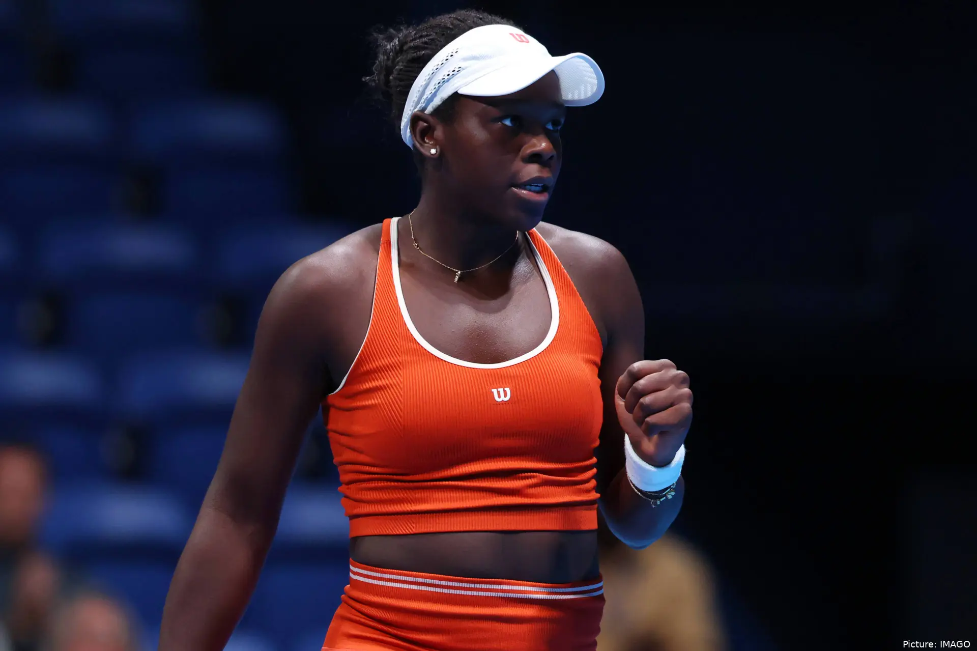 Victoria Mboko fist pumping the air
