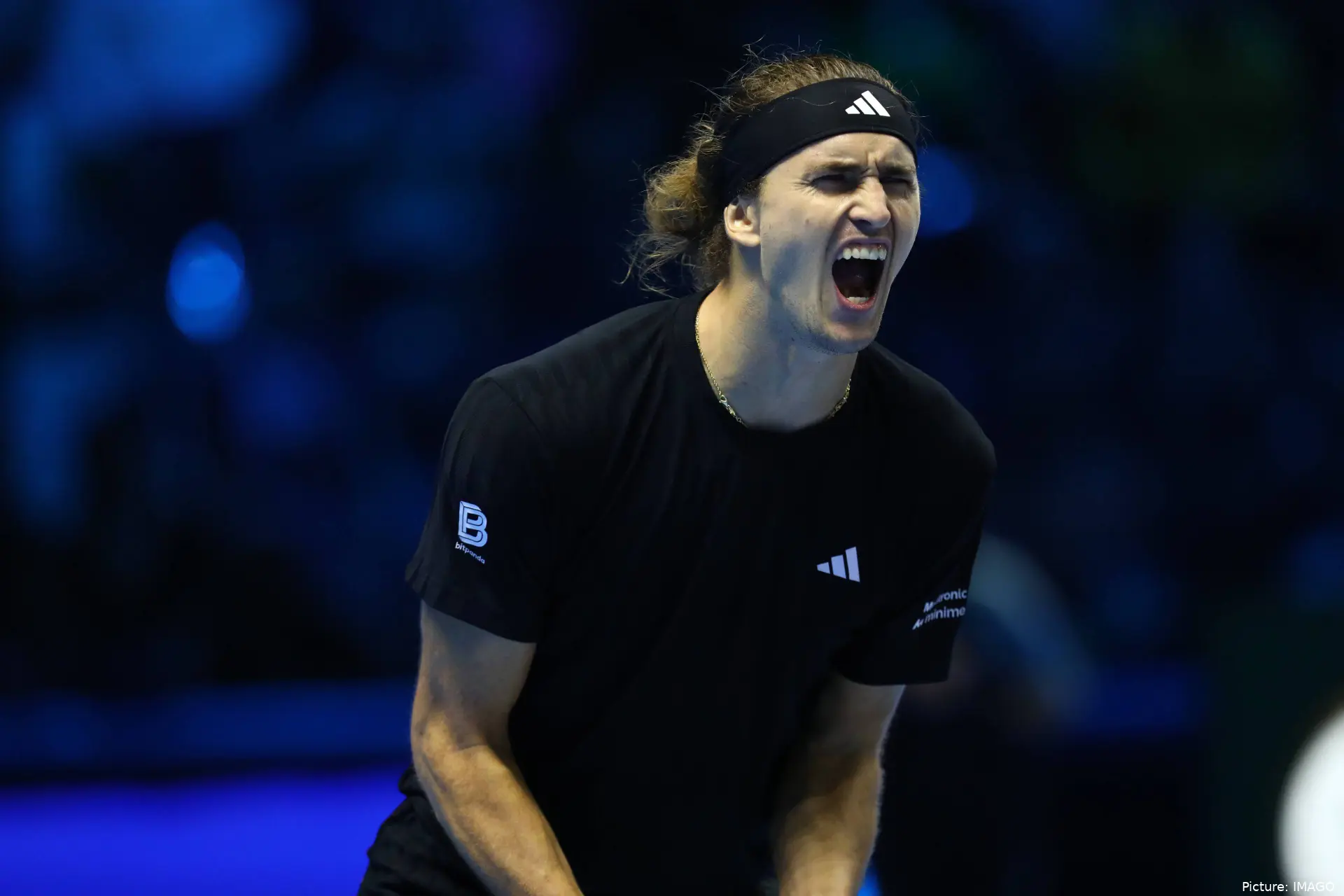 Alexander Zverev passionately celebrating while competing in the 2025 ATP Finals