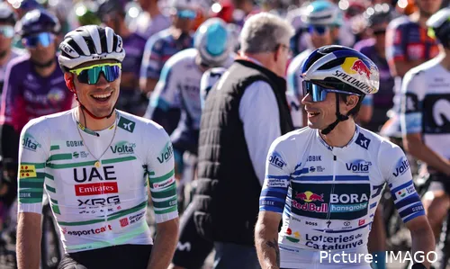 Ayuso y Roglic en Barcelona en la Volta