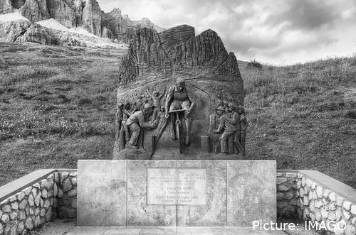 Obra de arte que muestra a Fausto Coppi