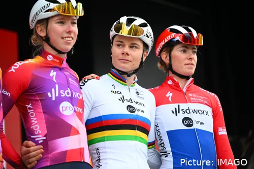 Lorena Wiebes, Lotte Kopecky e Demi Vollering