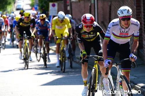 Tadej Pogacar attacks with Jonas Vingegaard in his wheel