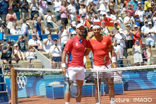 Novak Djokovic y Rafael Nadal en los Juegos Olímpicos de 2024.