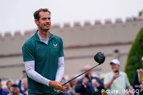 Andy Murray playing golf 2025