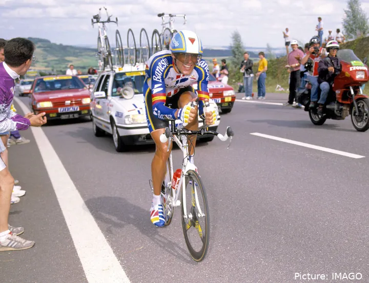 Miguel Indurain, en acción en una crono del Tour de Francia