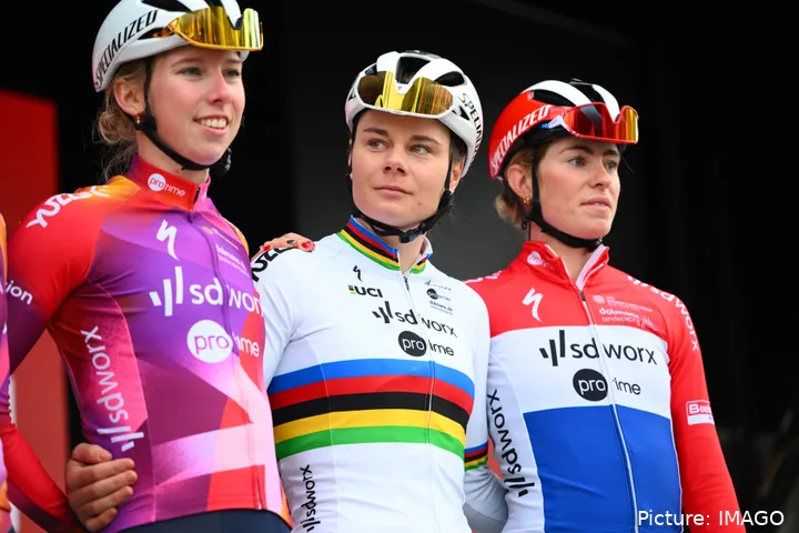 Lorena Wiebes, Lotte Kopecky, and Demi Vollering