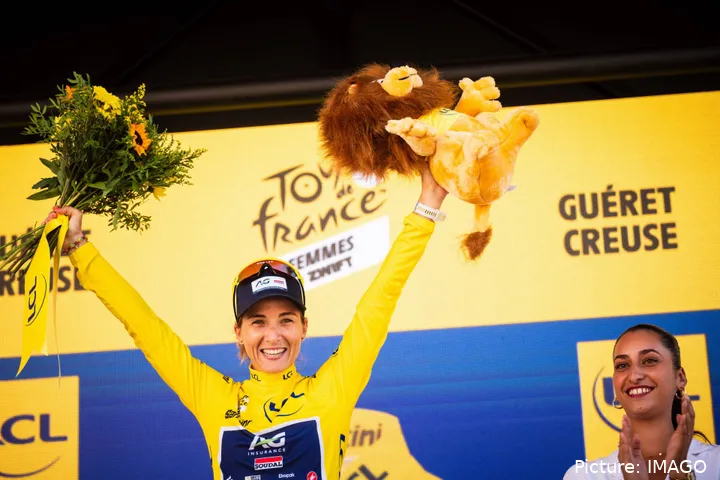 Kim Le Court wore the yellow jersey for Tour de France 2025