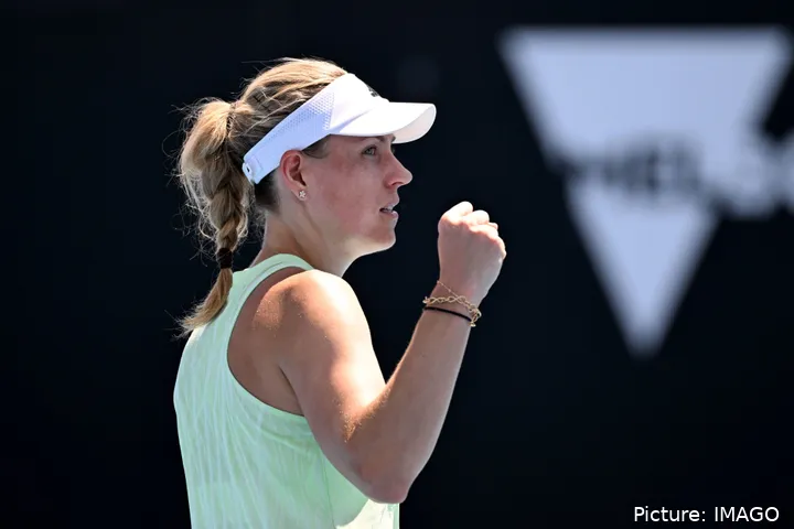 Kerber celebrates.
