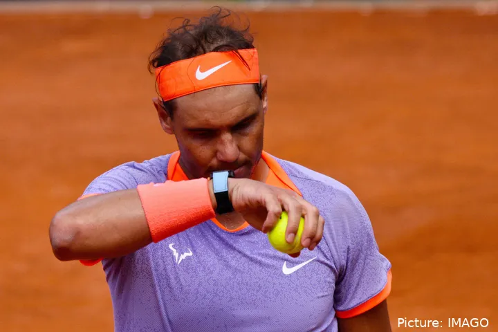 Rafael Nadal competing in Rome