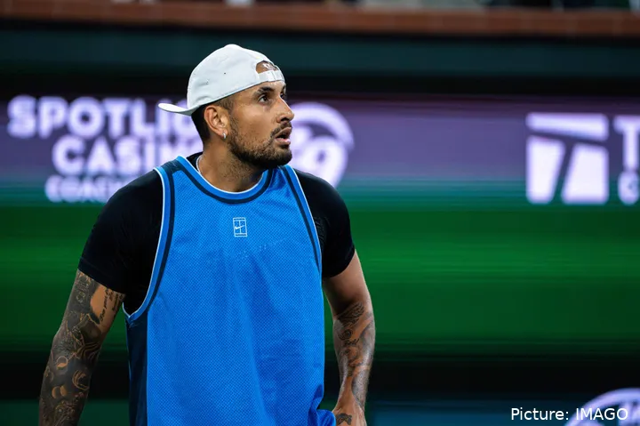 Nick Kyrgios competing at the 2025 Indian Wells Open