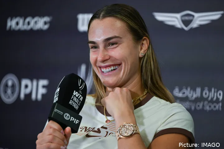 Aryna Sabalenka partaking in media duties
