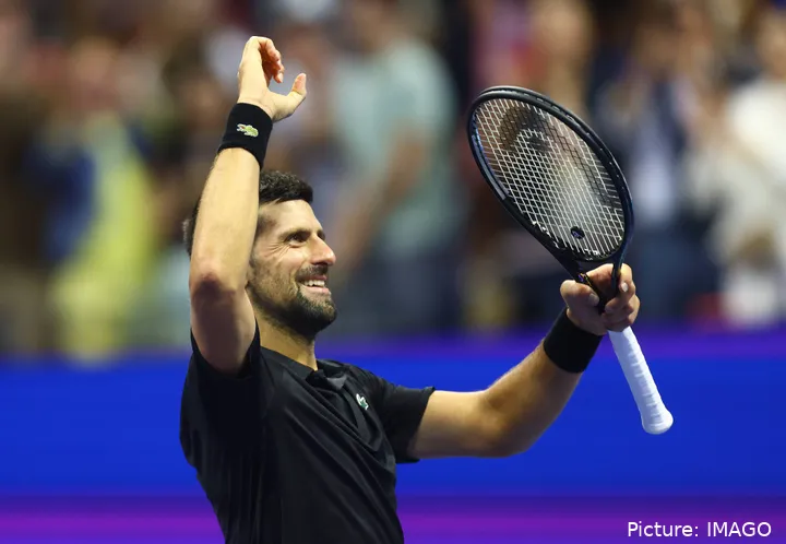 Novak Djokovic celebrando en el US Open