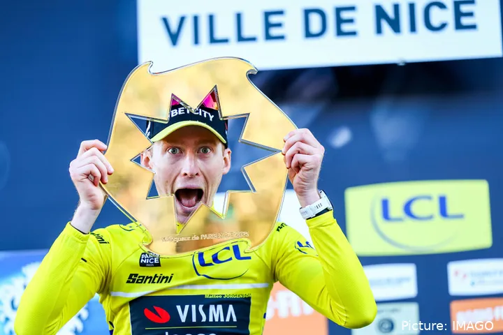 Jorgenson viert zijn overwinning in Parijs-Nice