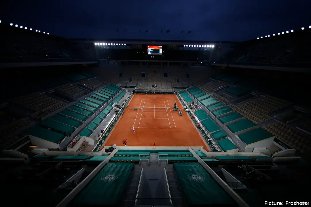 Roland Garros Stadium 2026 by night