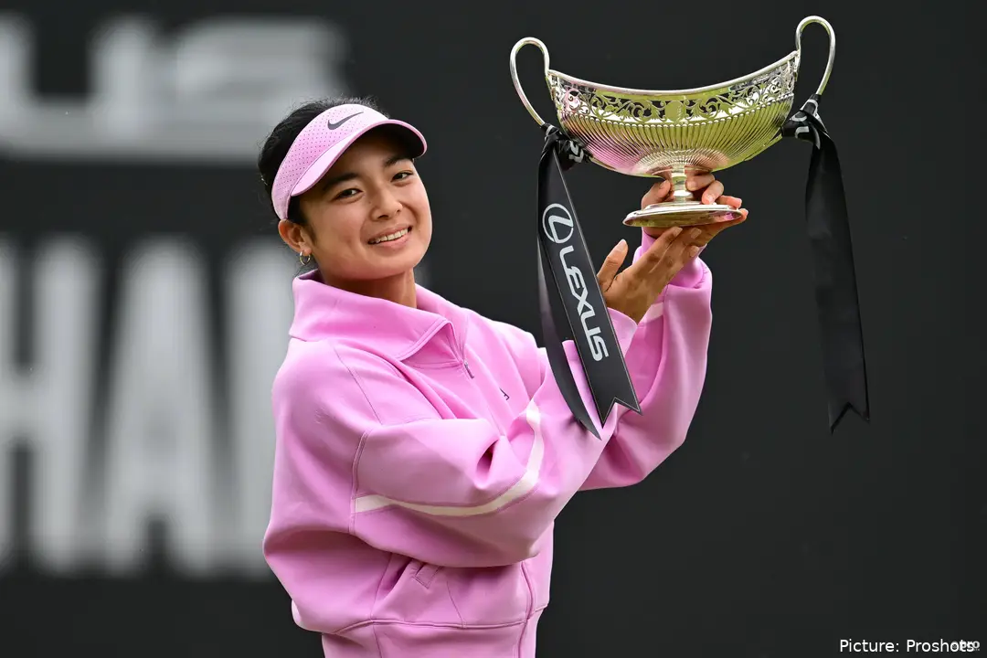 Alexandra Eala (PHI) celebrates winning the Womens Singles