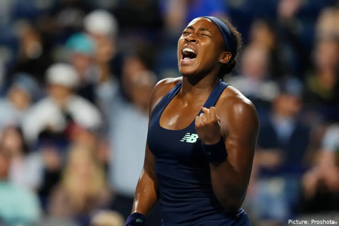 Gauff celebrates.
