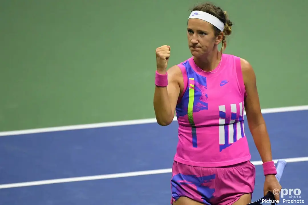 Victoria Azarenka clenches her fist at US Open 2020.