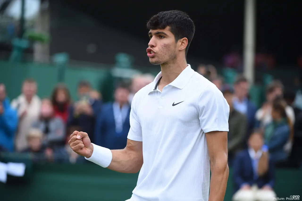 Carlos Alcaraz en Wimbledon 2024.