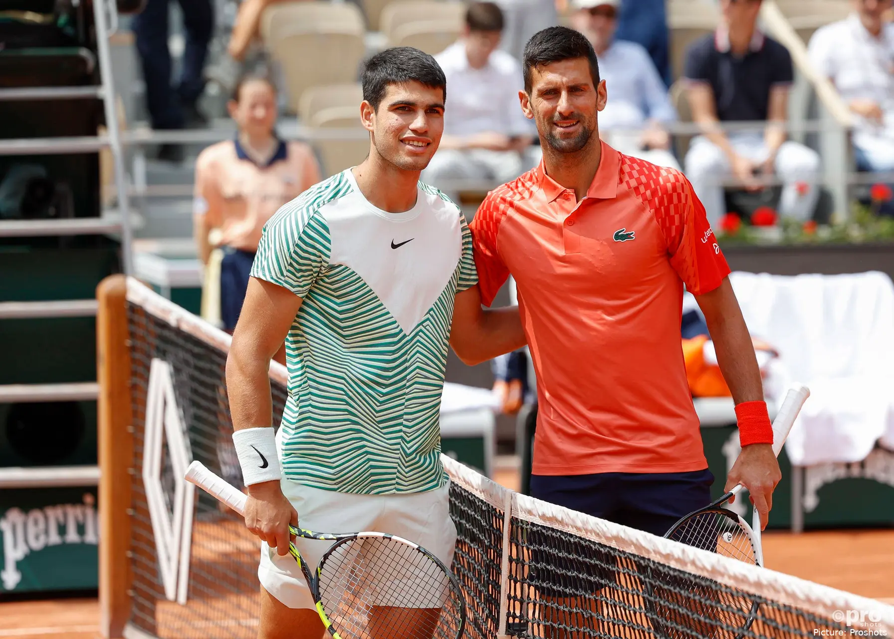 carlos alcaraz and novak djokovic at roland garros