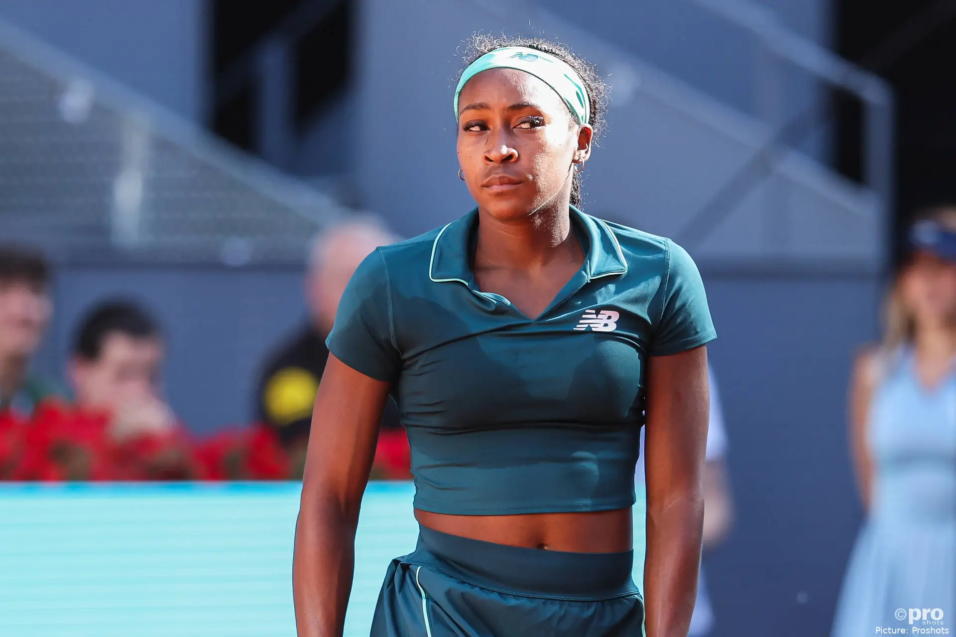 Coco Gauff looks on in Madrid