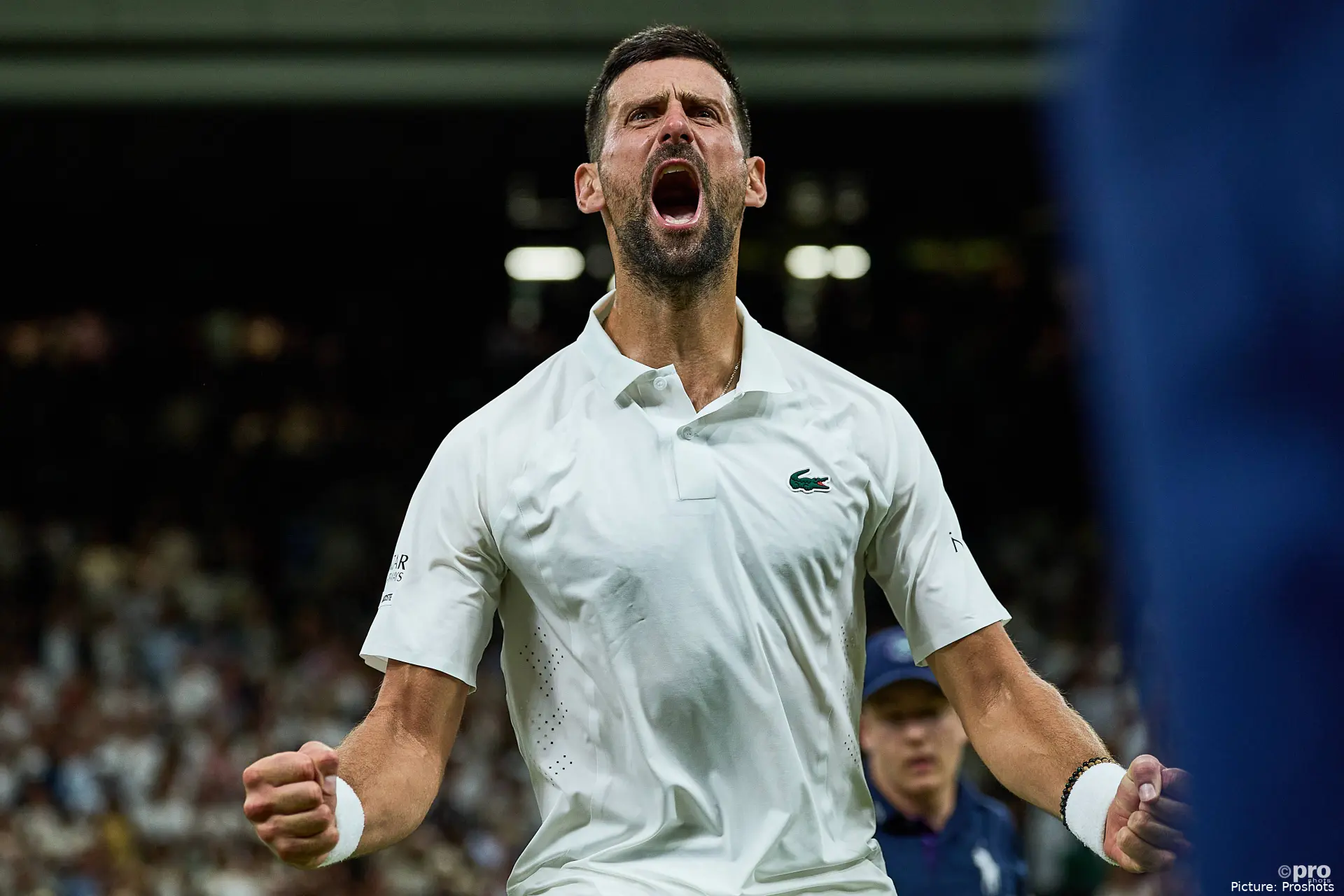 Novak Djokovic passionately celebrating at Wimbledon