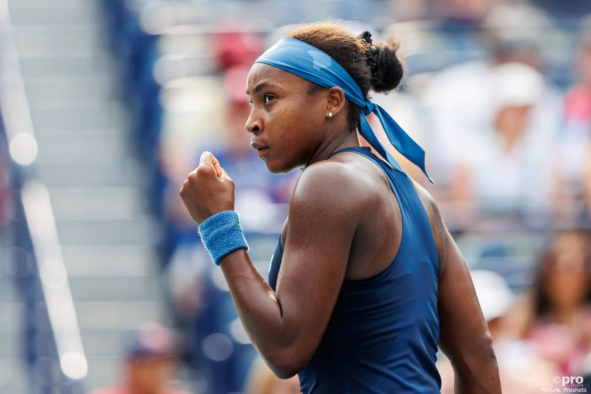 Coco Gauff shaking her fist