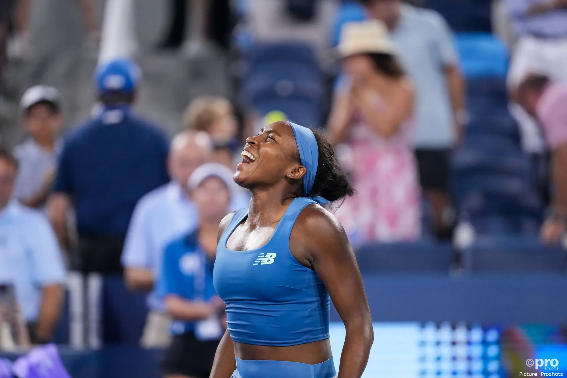 Coco Gauff screams to the sky after winning the Cincinnati Open final.