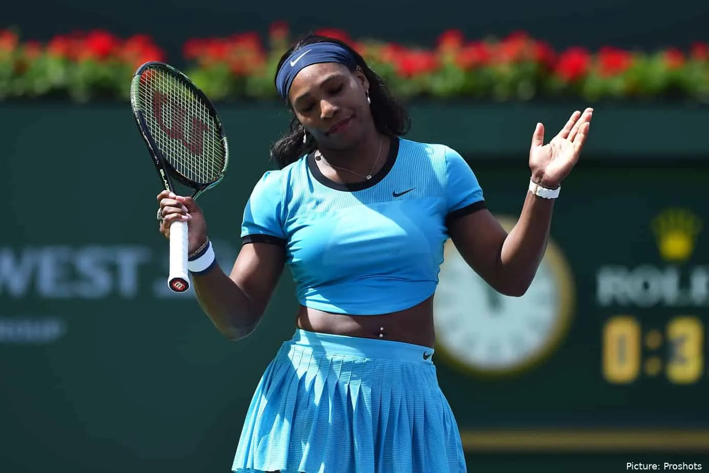 Serena Williams participating in the 2016 Indian Wells Open