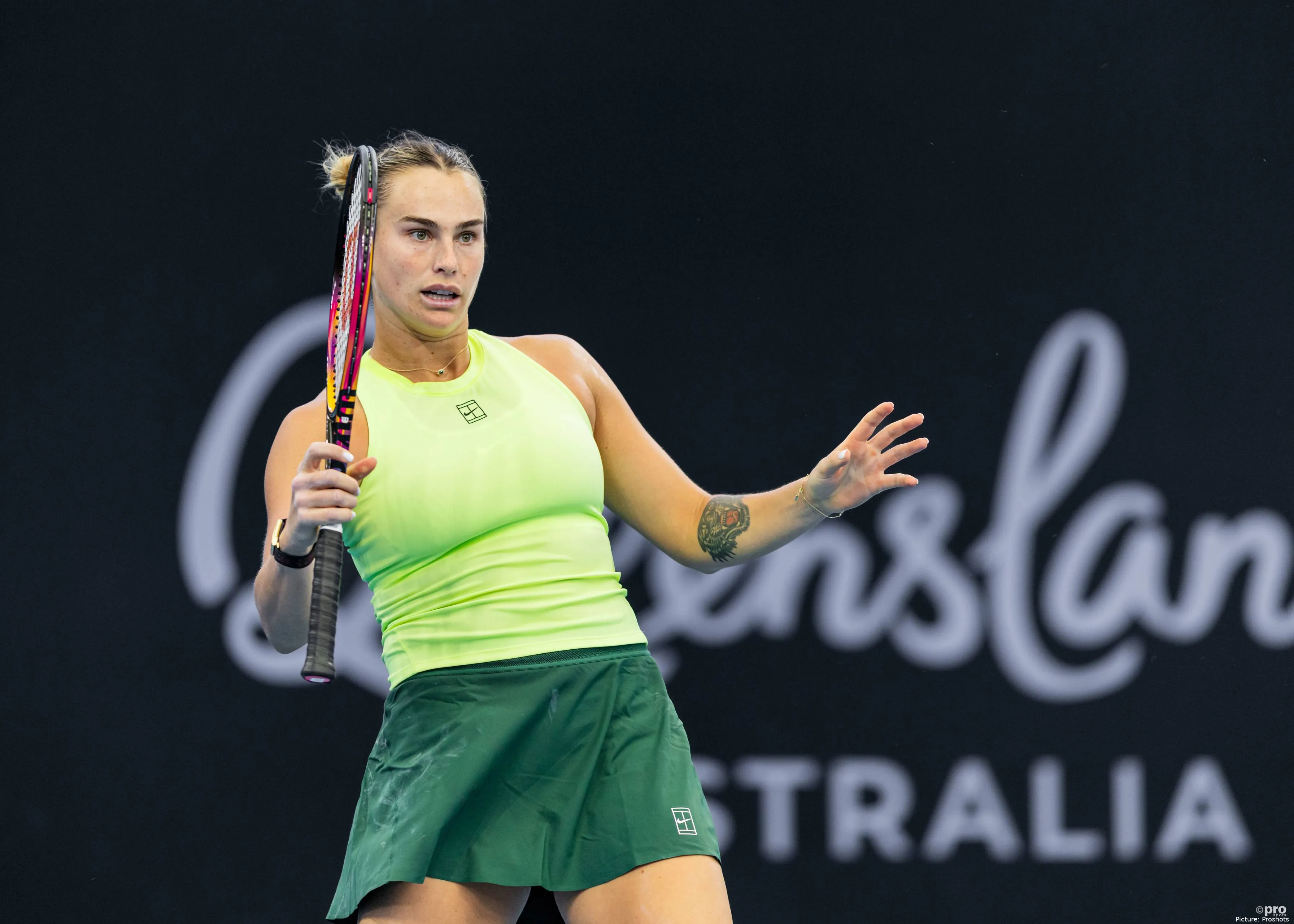 Aryna Sabalenka moves back