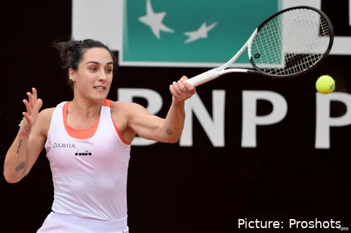 Bild Martina Trevisan kurz nach Vorhandschlag<br>