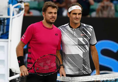Federer and Wawrinka before the 2017 final.