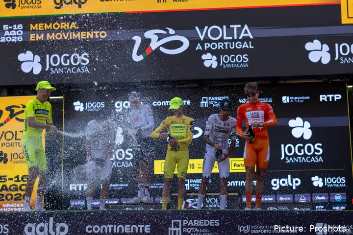 The podium of the 2026 Volta a Portugal