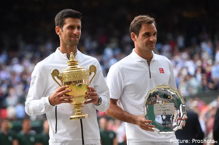 Roger Federer und Novak Djokovic Wimbledon Championships 2019