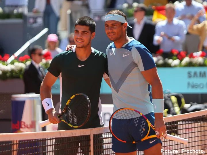 Carlos Alcaraz y Rafa Nadal en el Madrid Open 2022
