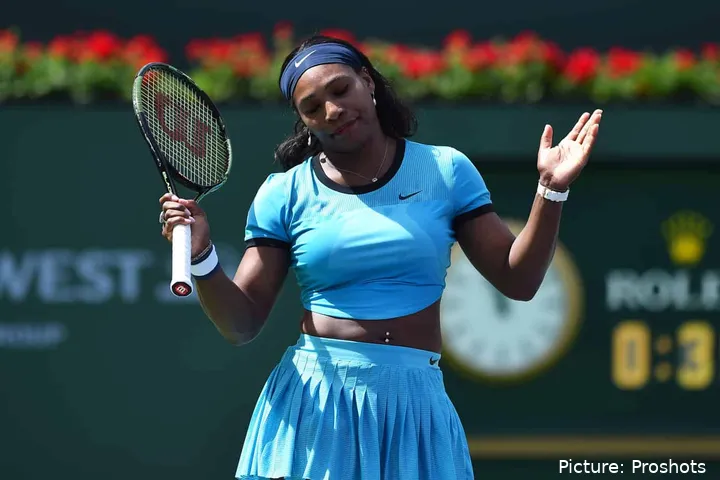 Serena Williams participating in the 2016 Indian Wells Open