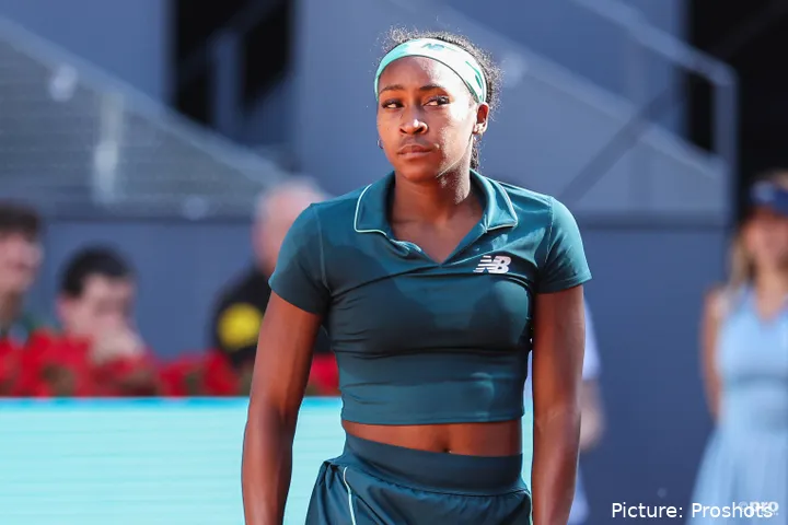 Coco Gauff looks on in Madrid