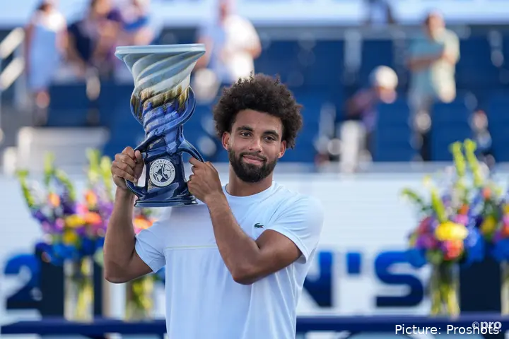 Arthur Fils holds the Cincinnati Open trophy - his first Masters 1000 title.
