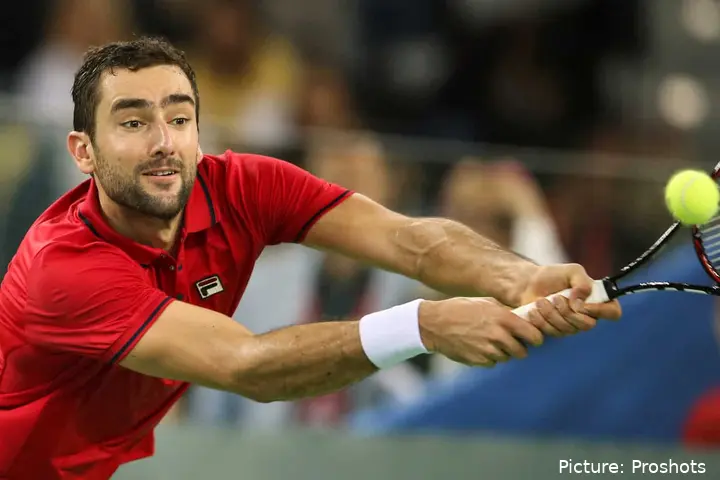 Marin Cilic hits a backhand